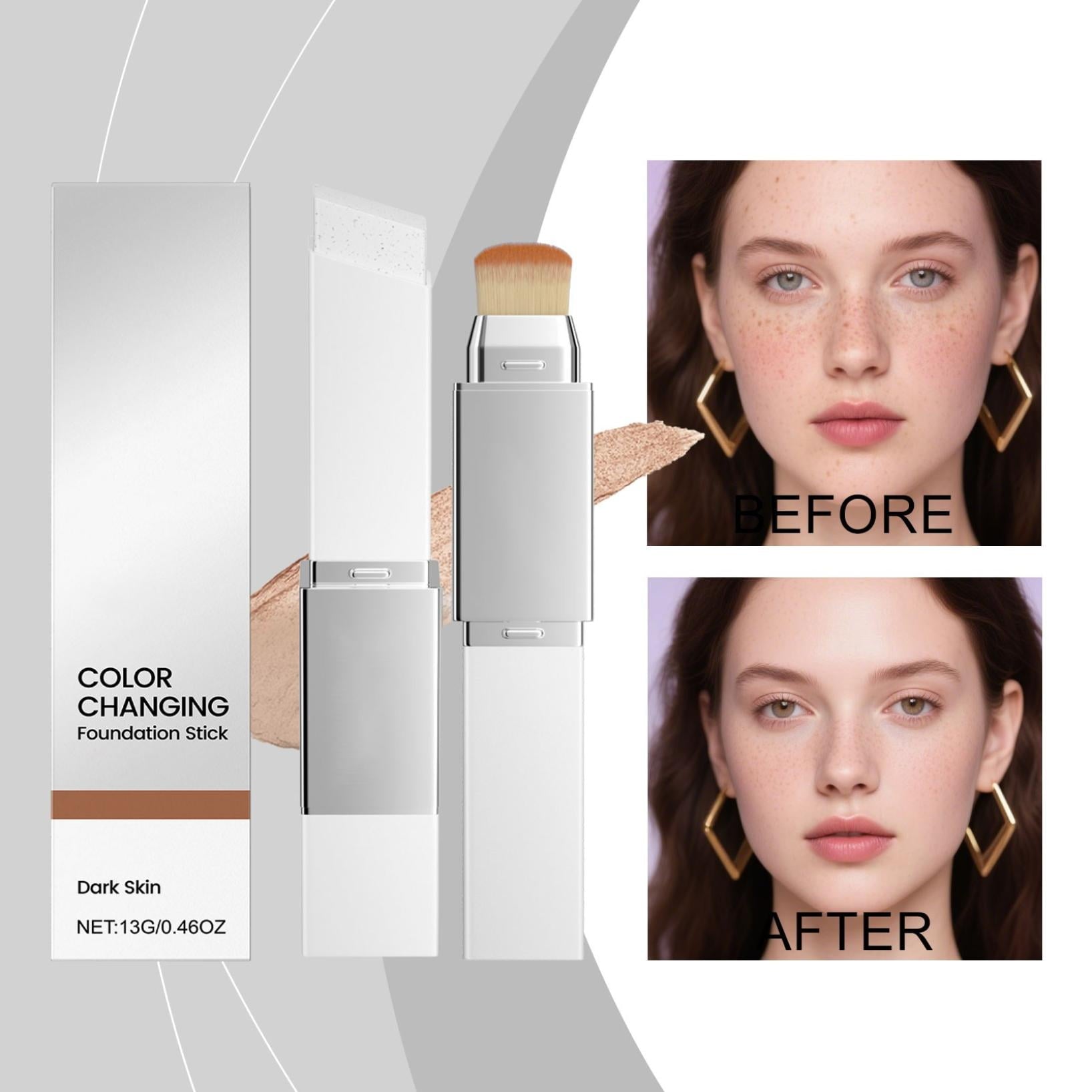 Korean Color Changing Foundation Stick, Color Changing & Brightening Makeup Base, Blanc Effect Cover Cream Stick for Smooth Hydrating Skin, Concealer & White Foundation,